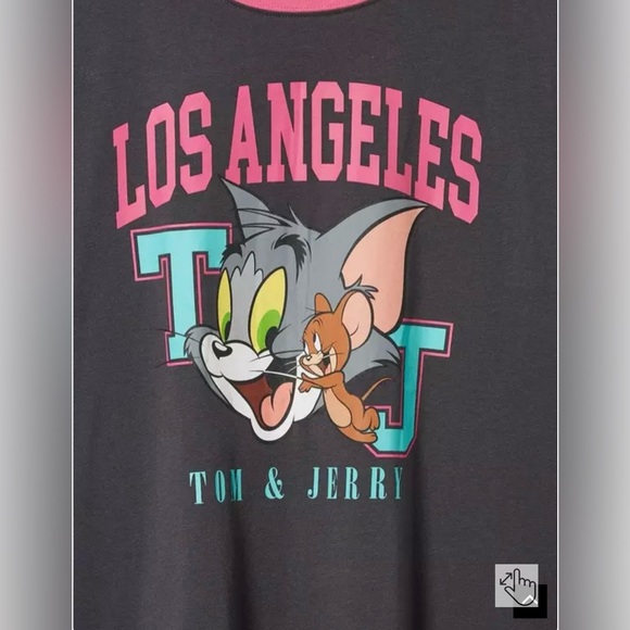 Torrid Tom And Jerry Classic Fit Cotton Contrast Sleeve Tee - Picture 4 of 5